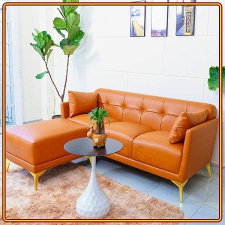 Home 02 - Orange : Bộ Ghế Sofa Băng + Đôn Góc L - Màu Cam